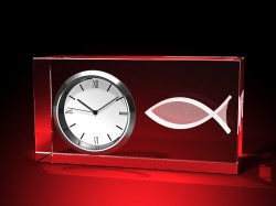 Fisch / ICHTHYS - Uhr, Glas eckig – GLASFOTO.COM